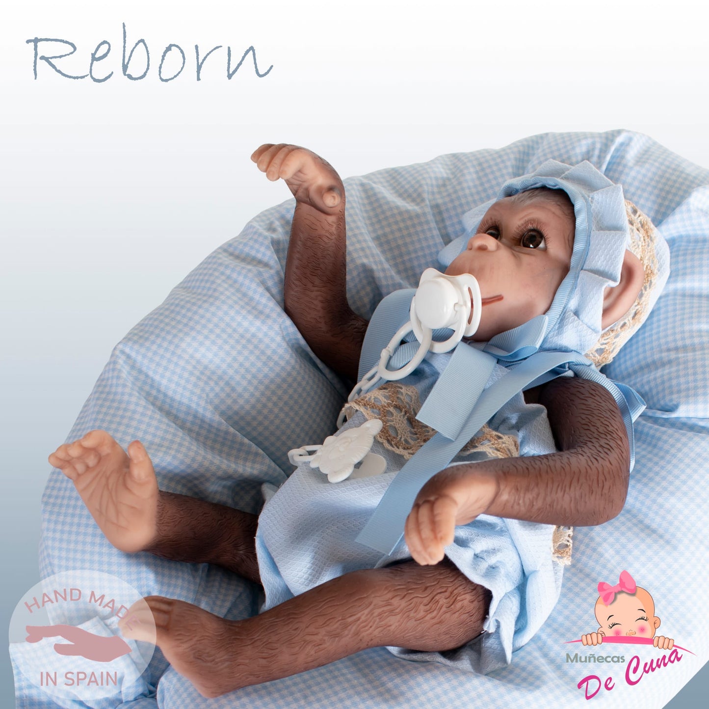 36402 Reborn Silicone Feel Monkey Blue Romper