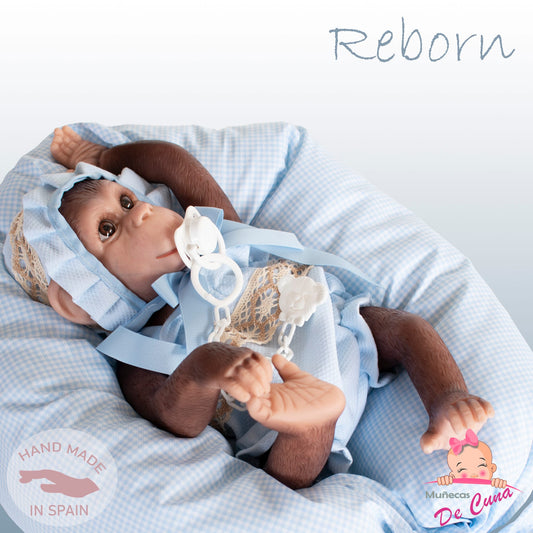 36402 Reborn Silicone Feel Monkey Blue Romper