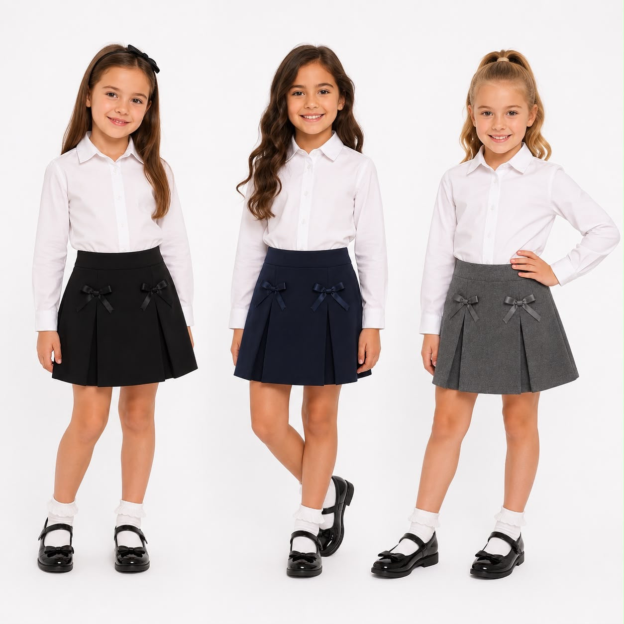 Grey School Satin Bow Skirt