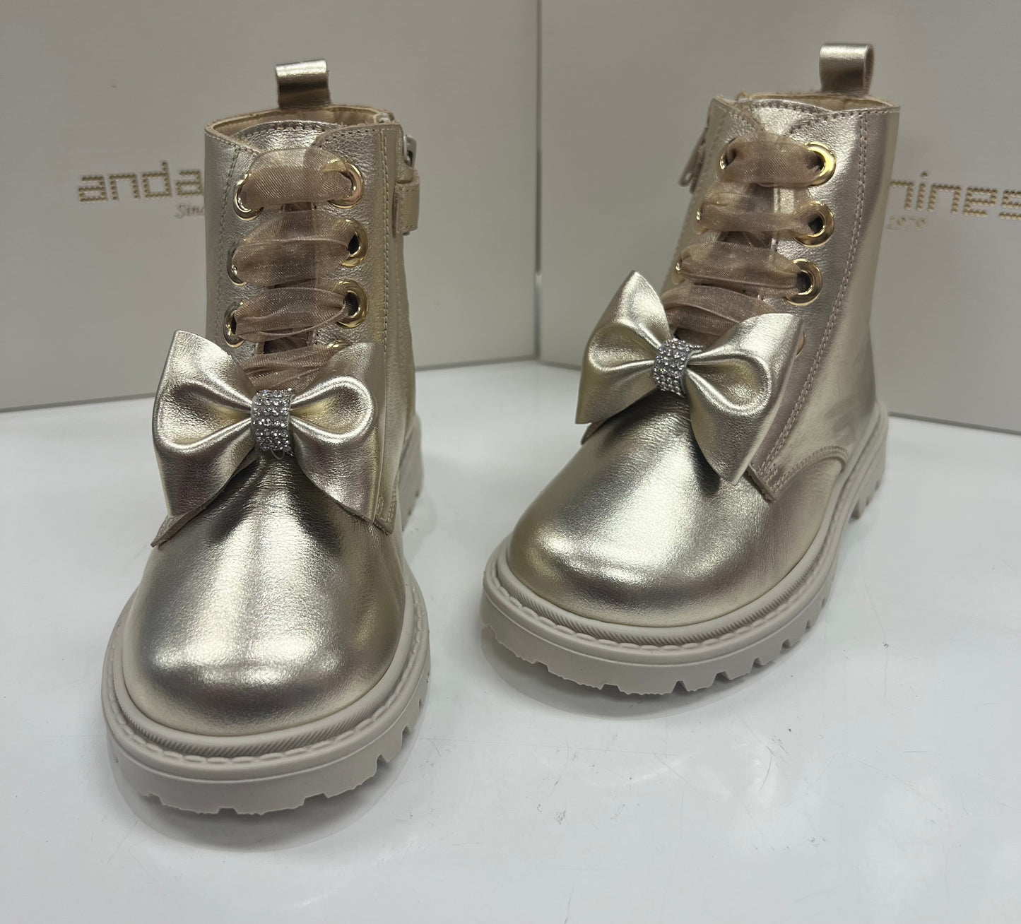 202482 Gold Bow Boot By Andanines
