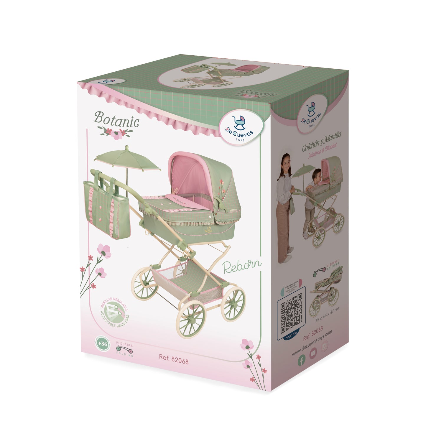 82068 Reborn Doll Pram 90cm - Botanic Collection (age 5 and over)