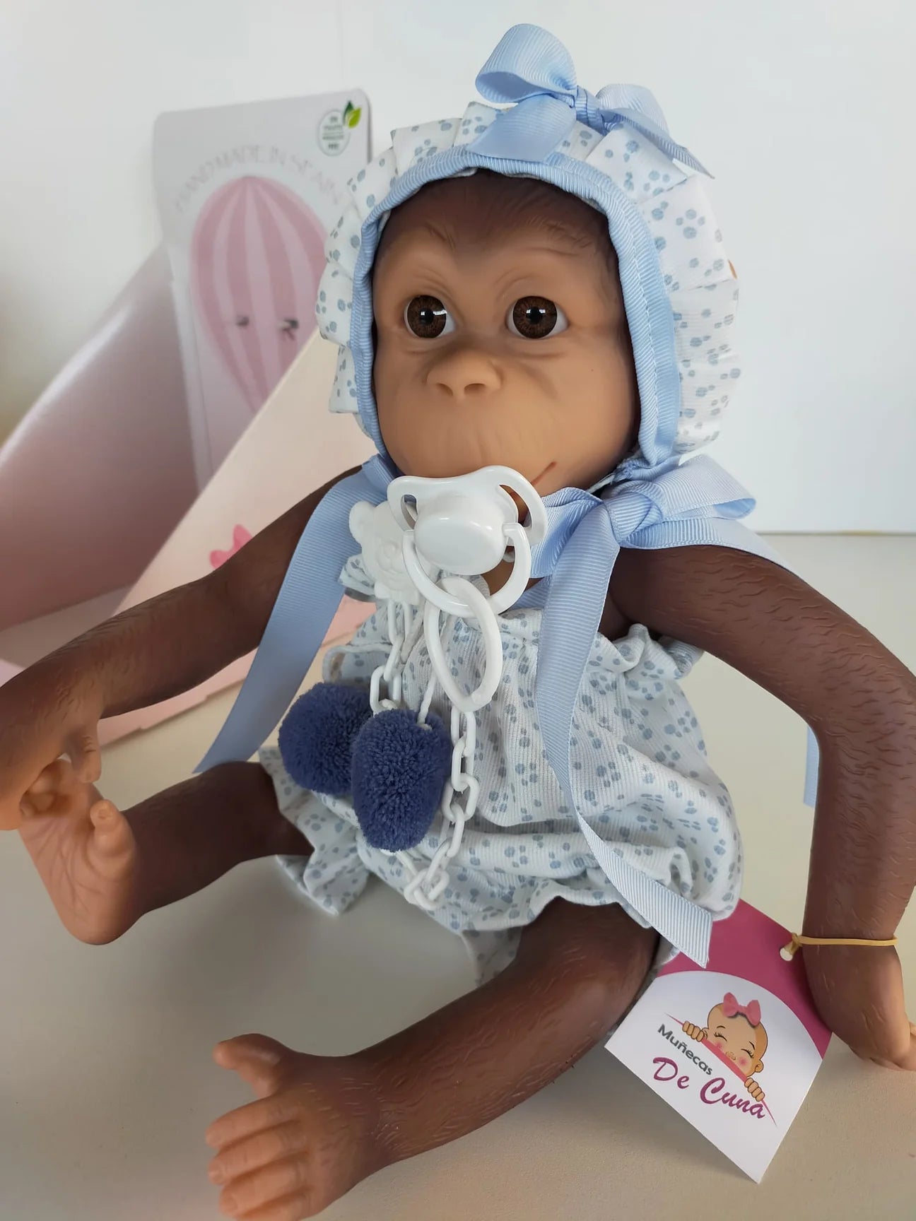 36305 Chipi Monkey Blue Pompom Romper