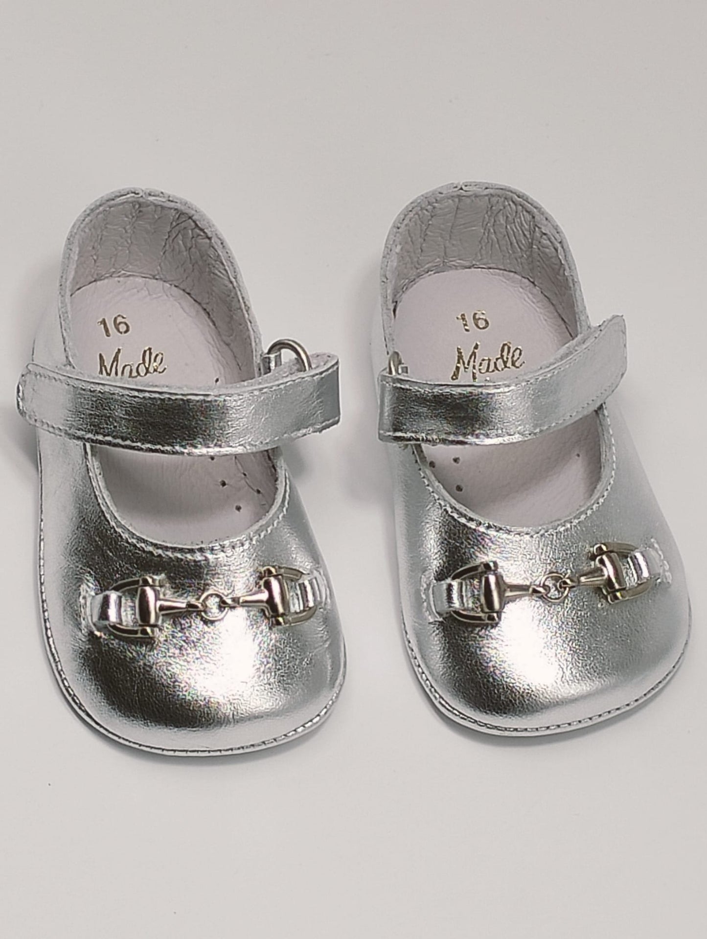 Horsebit Silver Baby Shoes