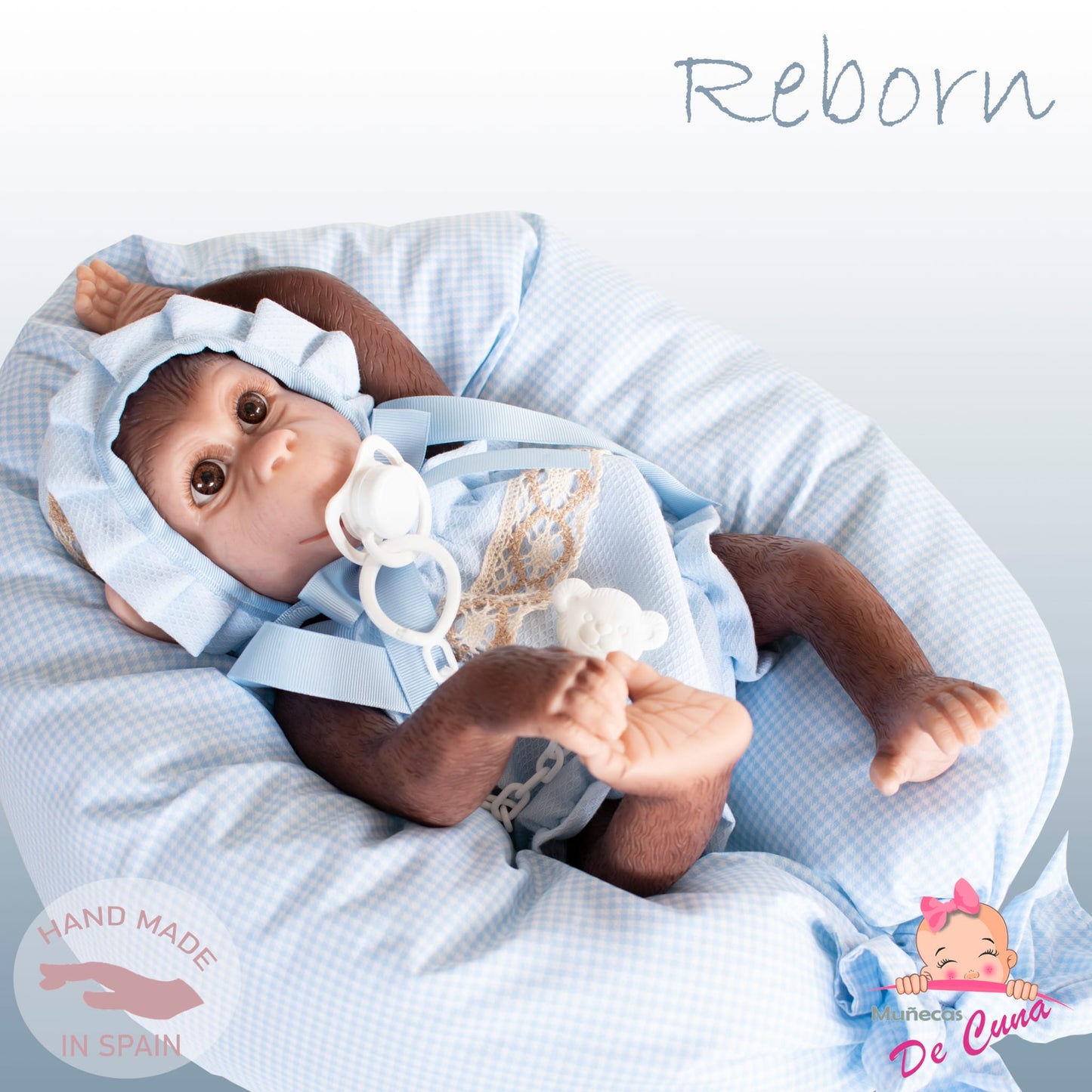 36402 Reborn Silicone Feel Monkey Blue Romper