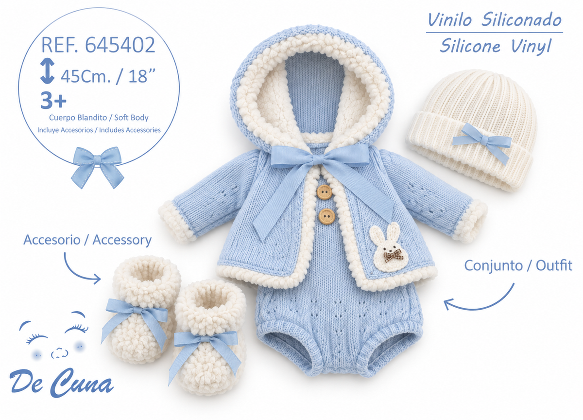 Blue Bunny Romper Dolls Outfit 45cm
