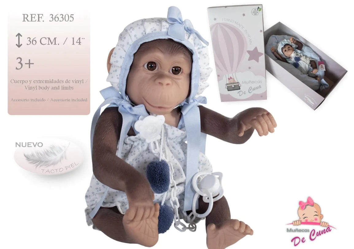 36305 Chipi Monkey Blue Pompom Romper