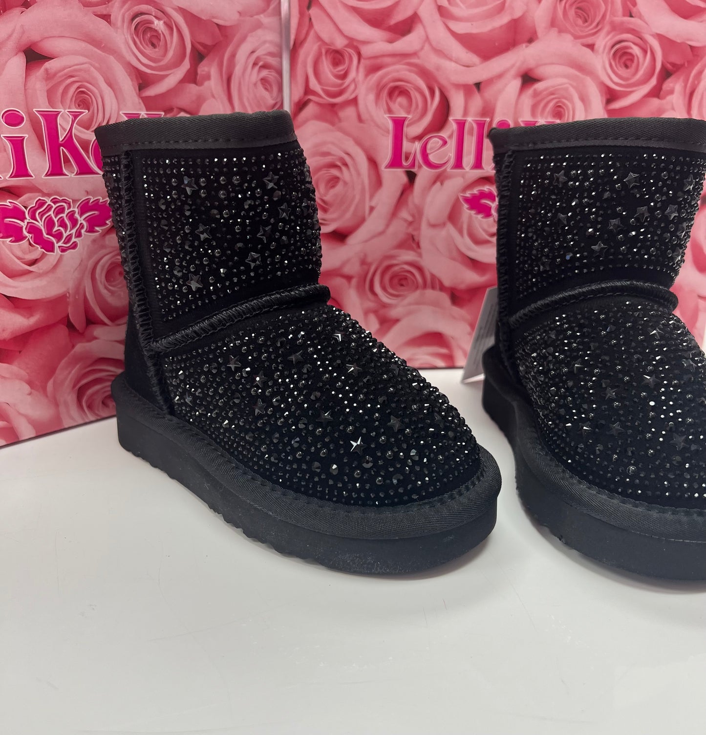 EB01 Lelli Kelly Black Olivia Sheepskin Boots