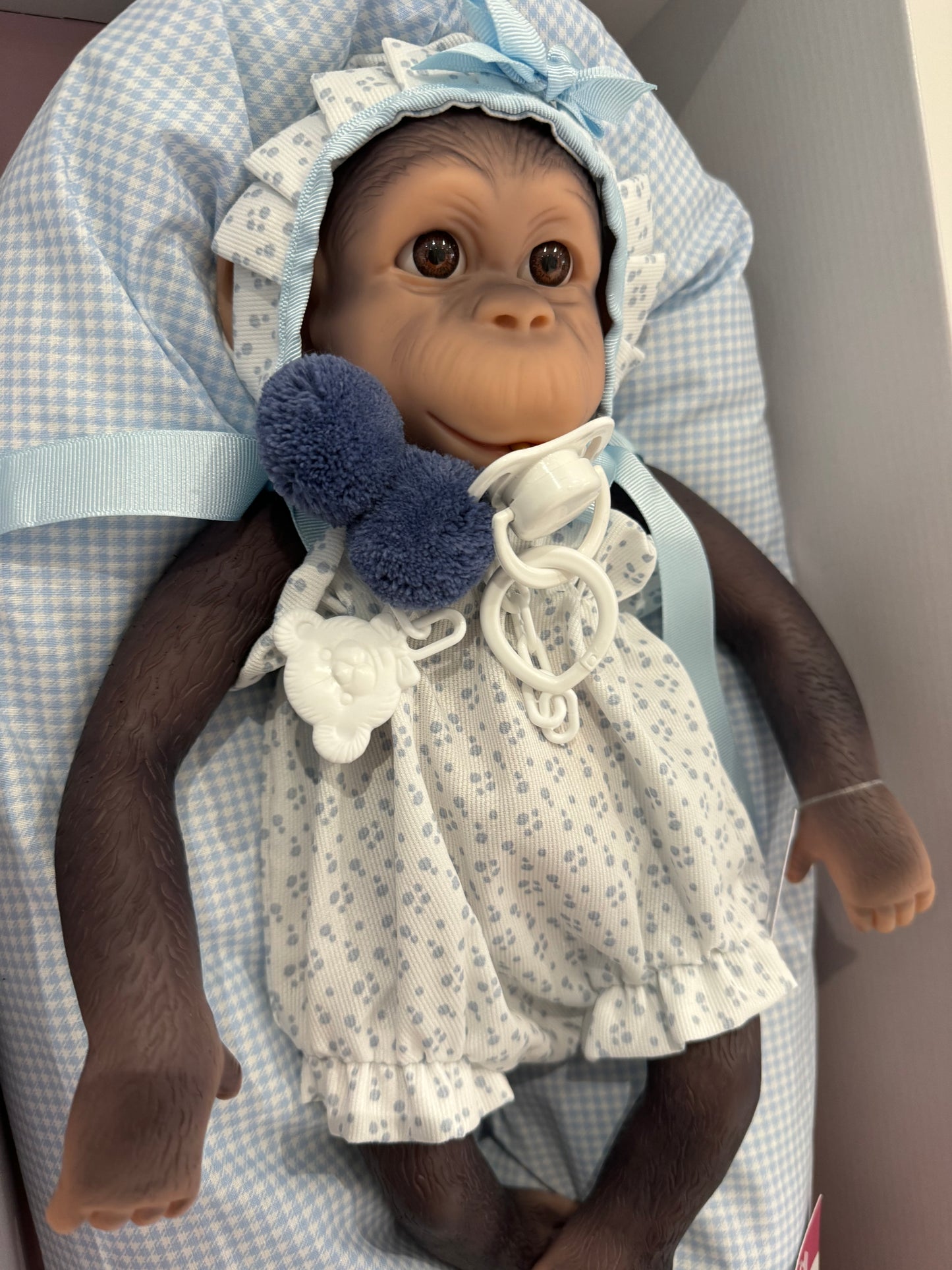 36305 Chipi Monkey Blue Pompom Romper