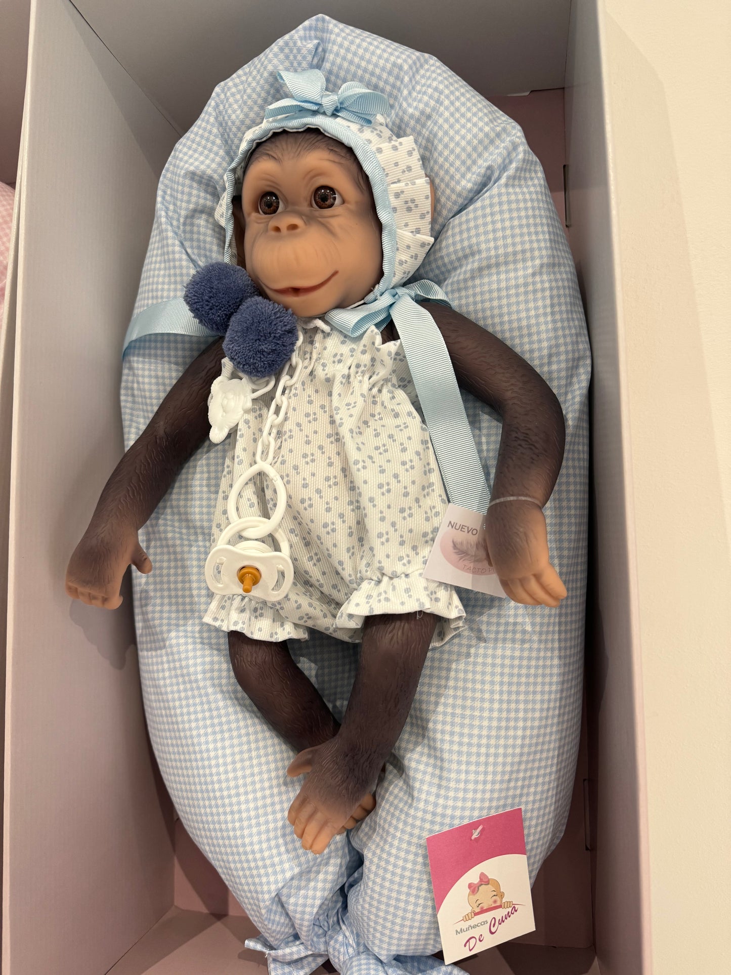 36305 Chipi Monkey Blue Pompom Romper