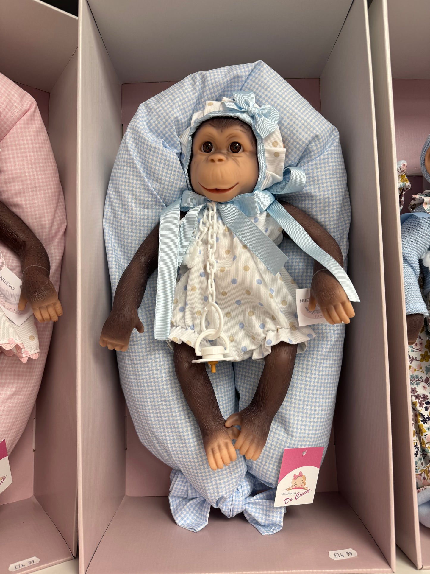 36301 Gordo Monkey Pale Blue Polka Dot Romper