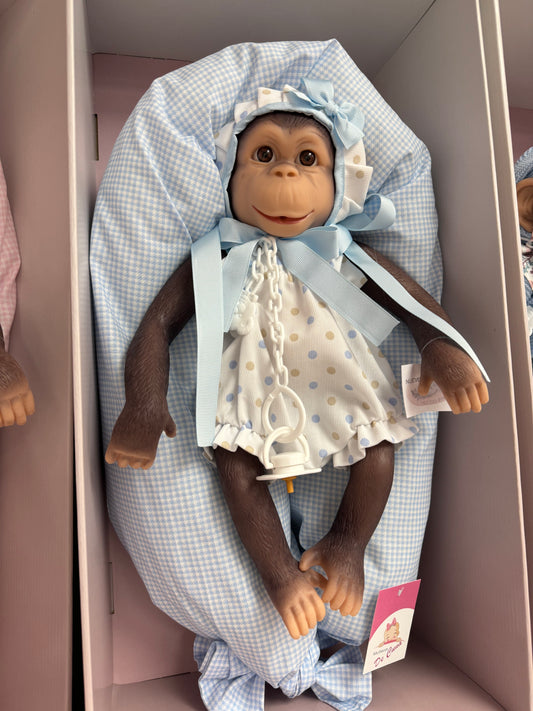 36301 Gordo Monkey Pale Blue Polka Dot Romper