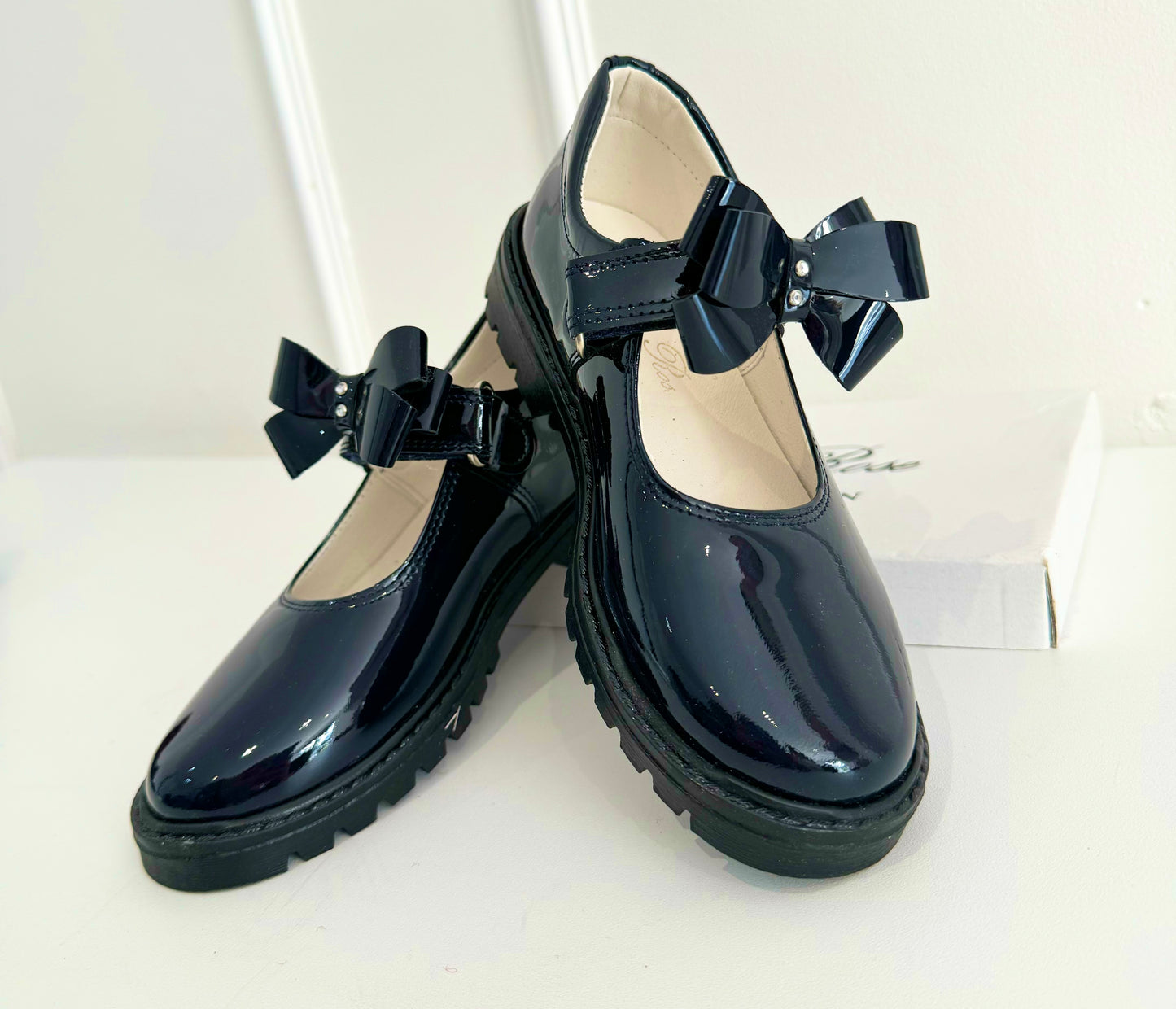 6258 Navy School Shoe - Chunky
