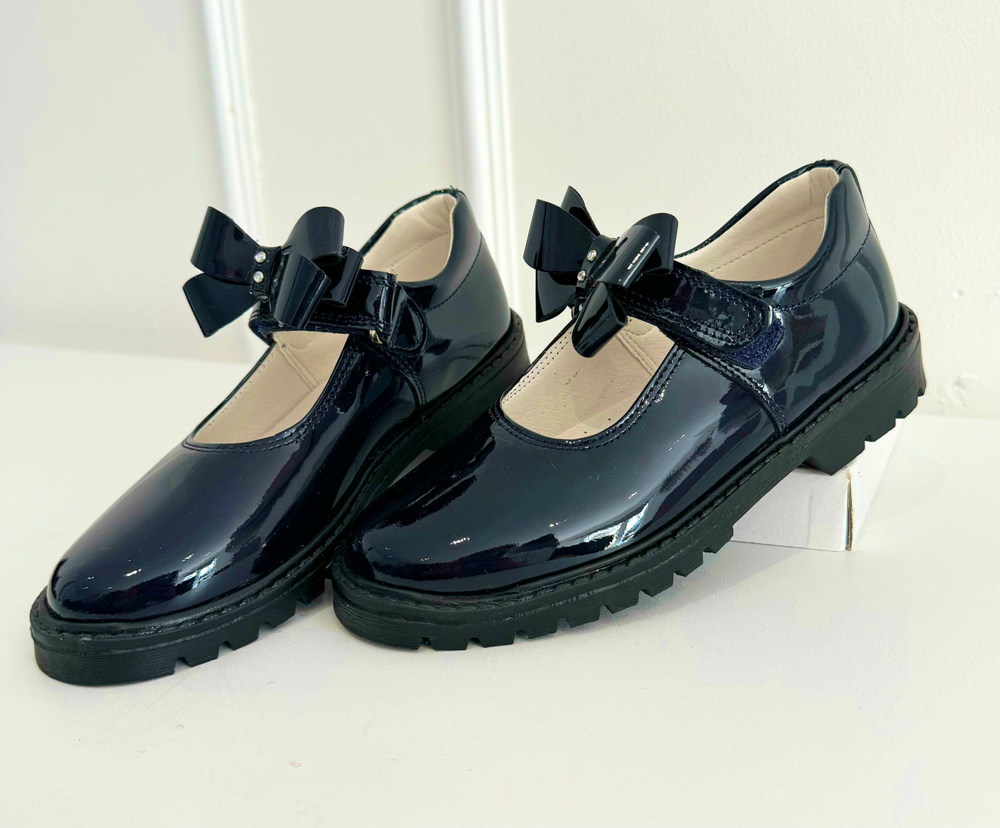 6258 Navy School Shoe - Chunky