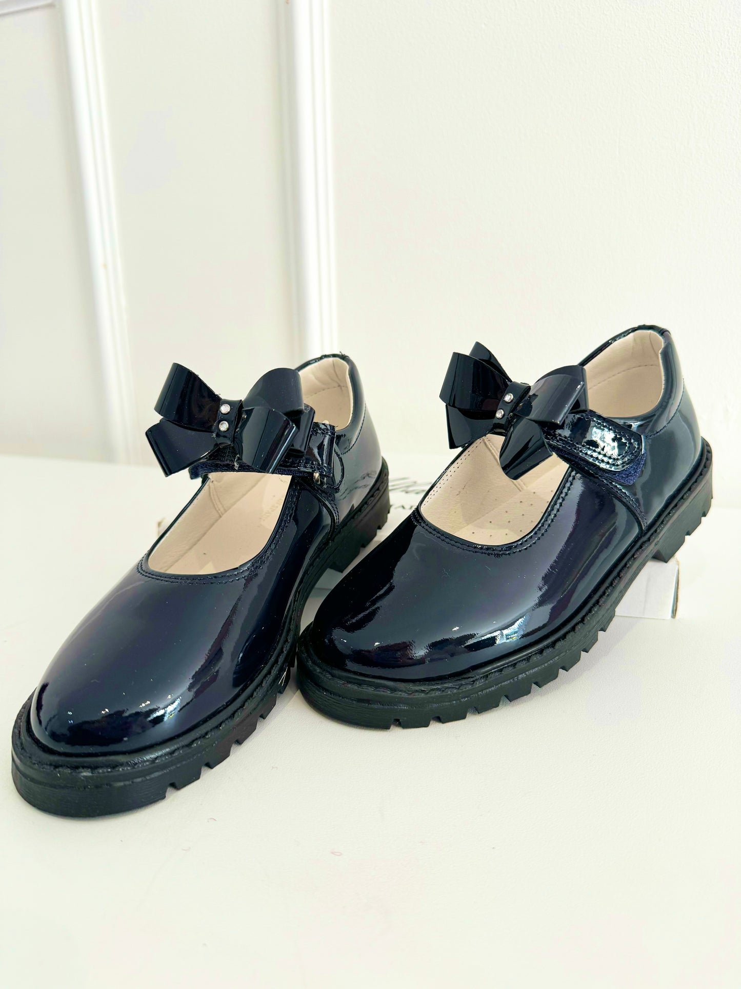 6258 Navy School Shoe - Chunky