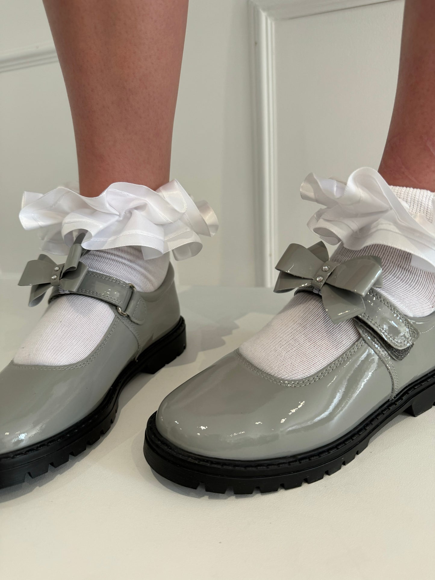 6258 Light Grey School Shoe - Chunky
