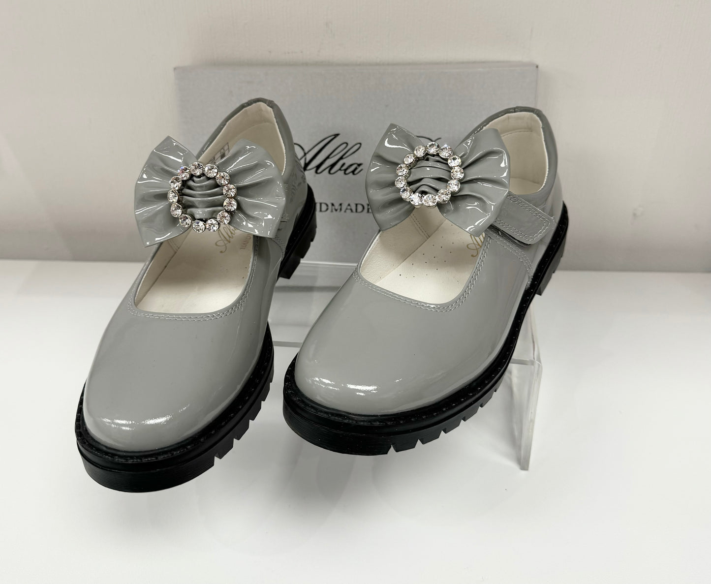 6258 Light Grey School Shoe - Chunky