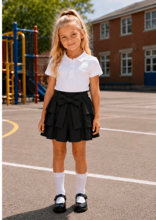 Black Jersey School Bow Shorts