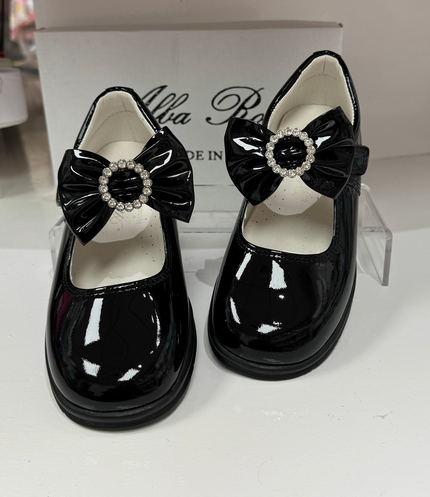 6273 Black School Shoes - Bow (Flat Sole)