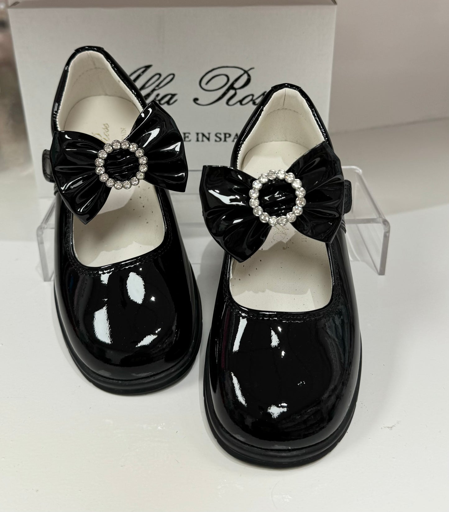 6273 Black School Shoes - Bow (Flat Sole)