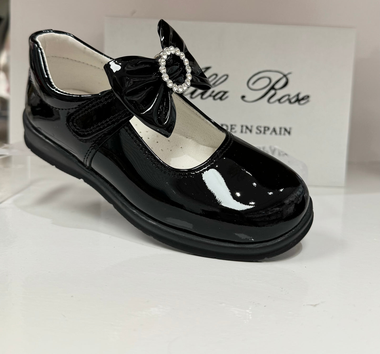 6273 Black School Shoes - Bow (Flat Sole)