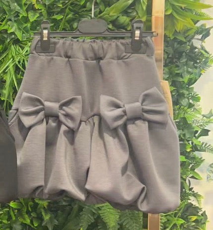 Grey School Puff Ball Shorts