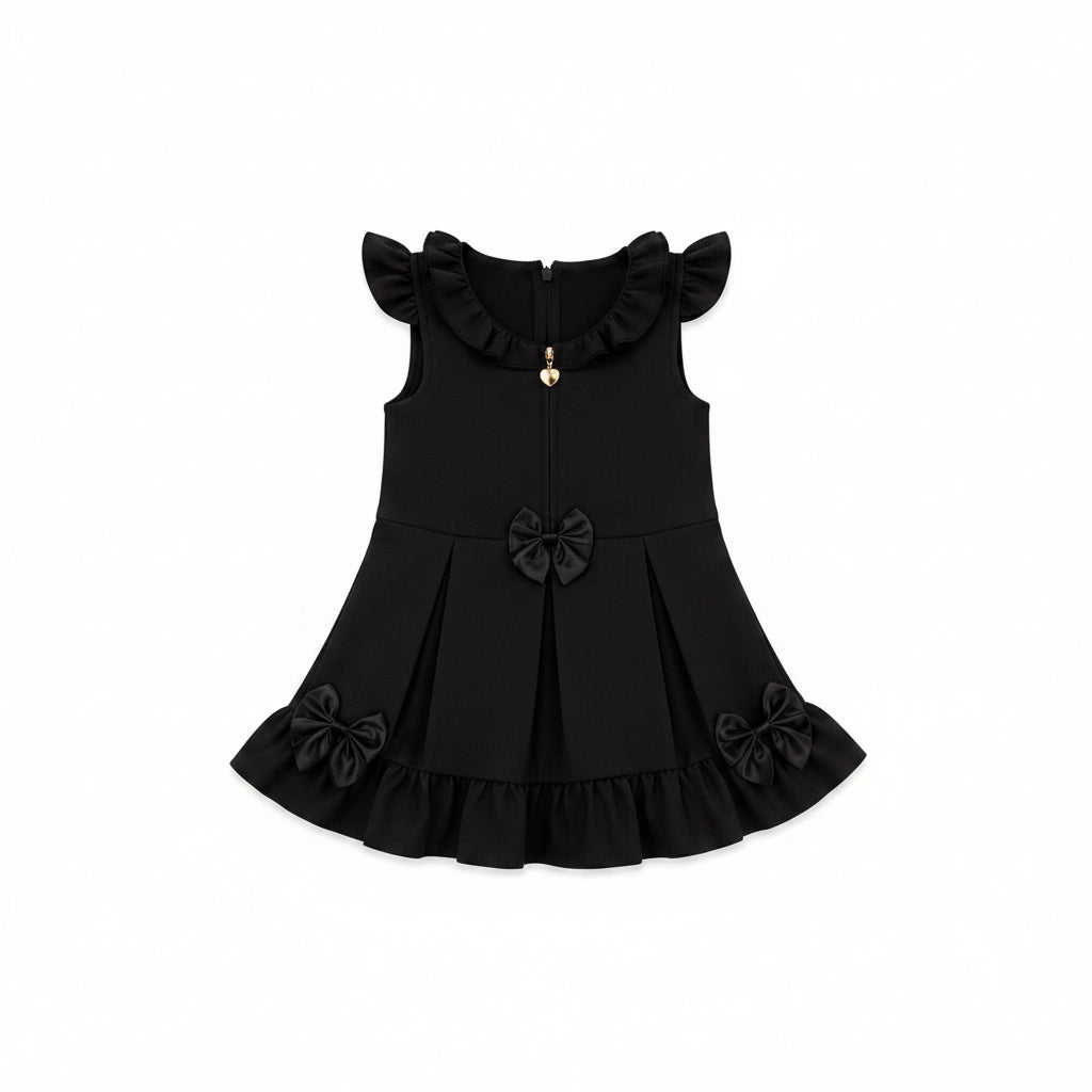 Black Frill & Bow School Pinafore