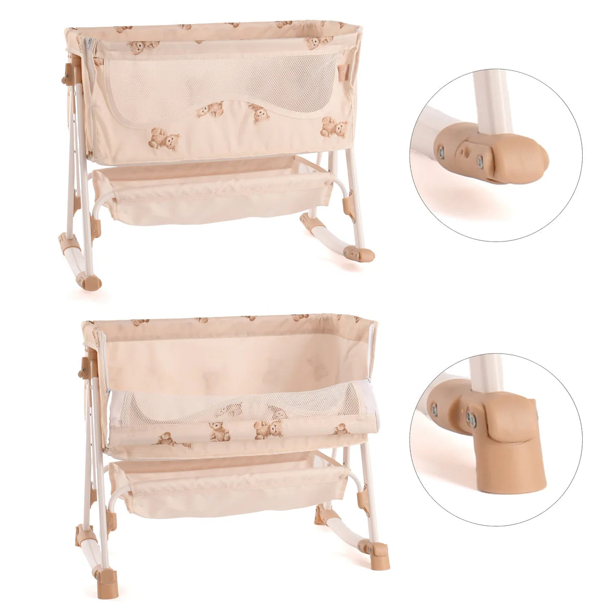 ROMA TEDDY BEDSIDE CRIB - 3 HEIGHTS