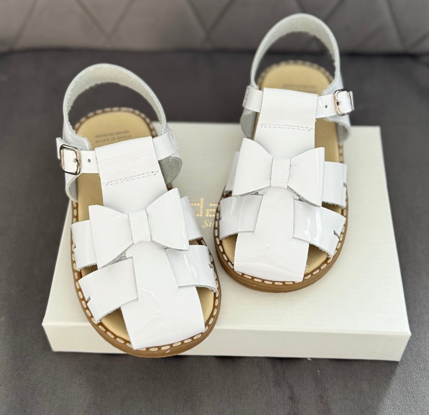 241420 Fully Covered White Patent Sandal