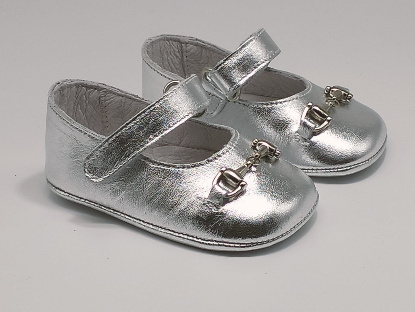 Horsebit Silver Baby Shoes