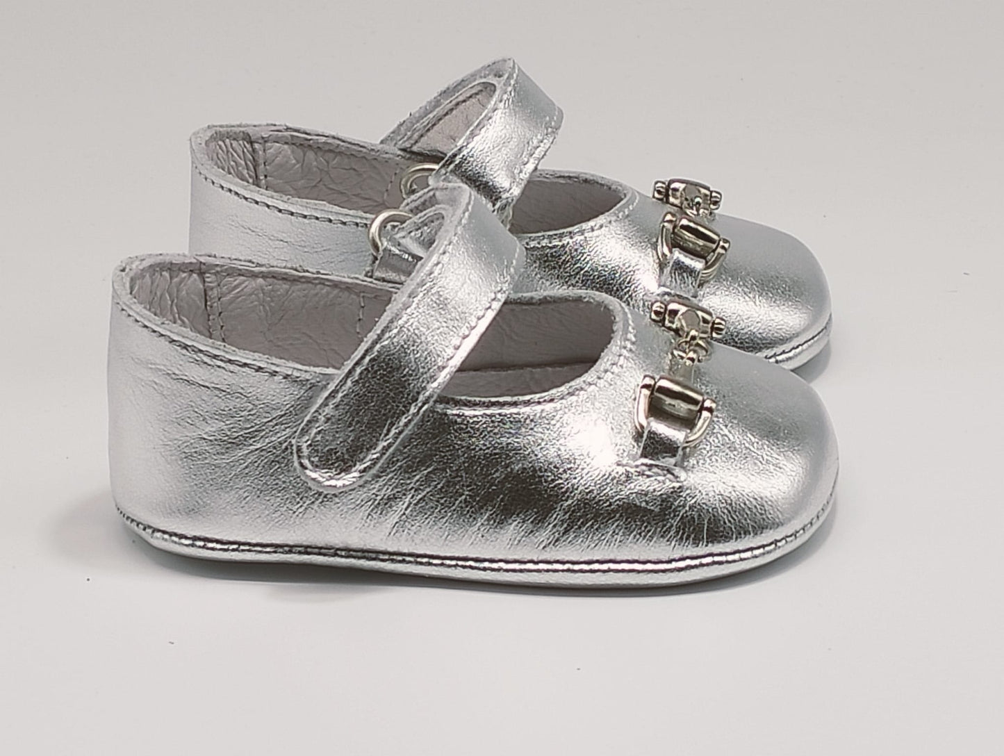 Horsebit Silver Baby Shoes