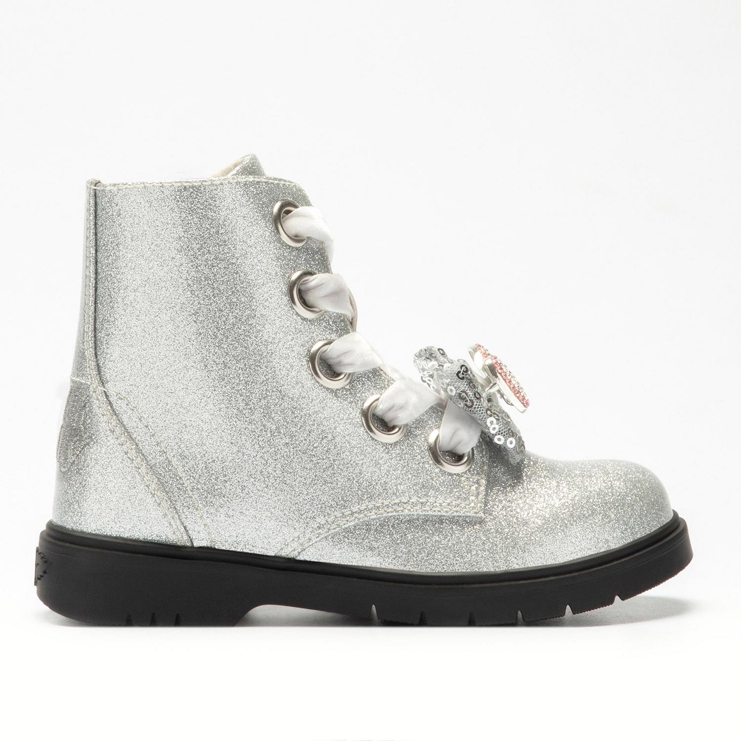 HF3736 Silver Glitter Bow Boot By Lelli Kelly
