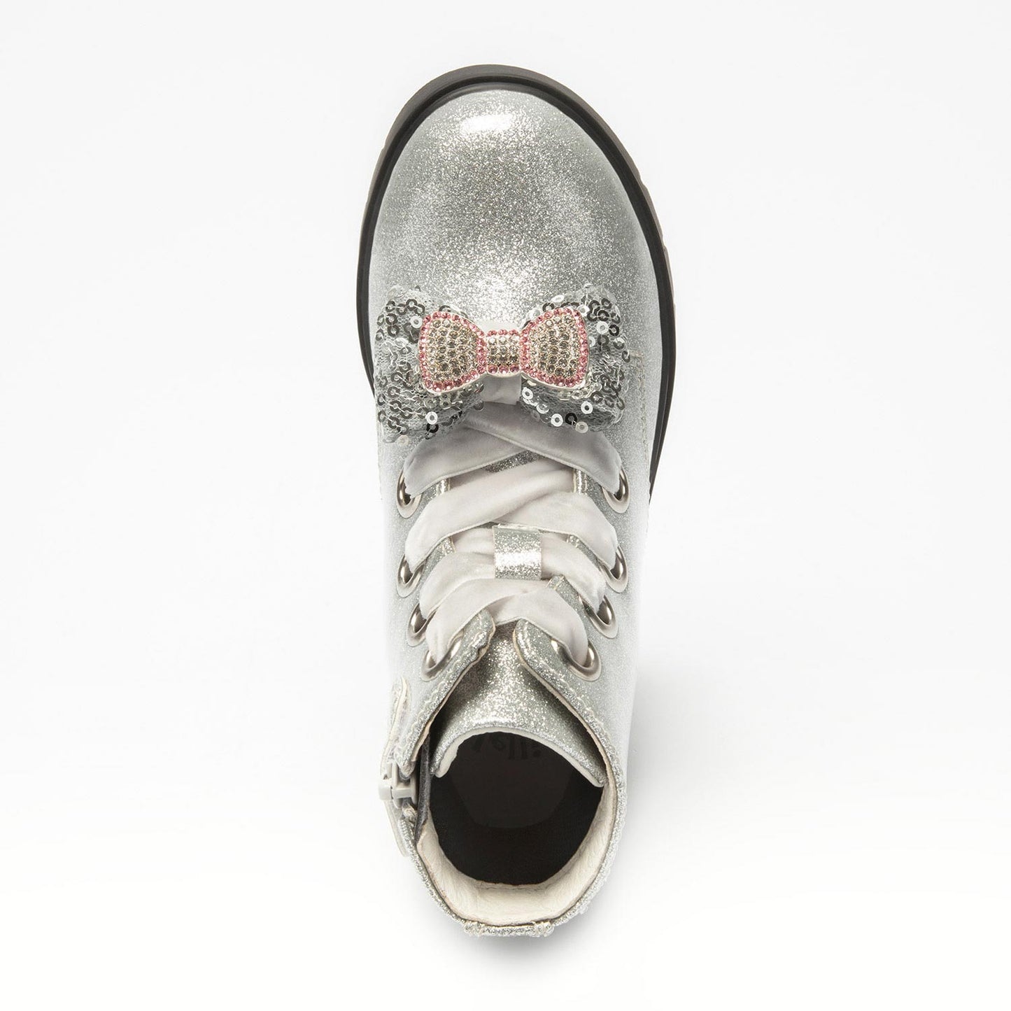 HF3736 Silver Glitter Bow Boot By Lelli Kelly