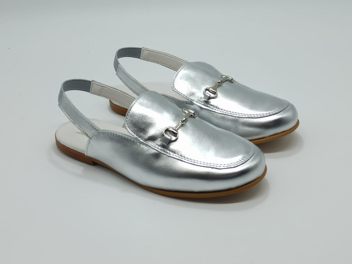 6306 Silver Horsebit Open Sling Back Shoes