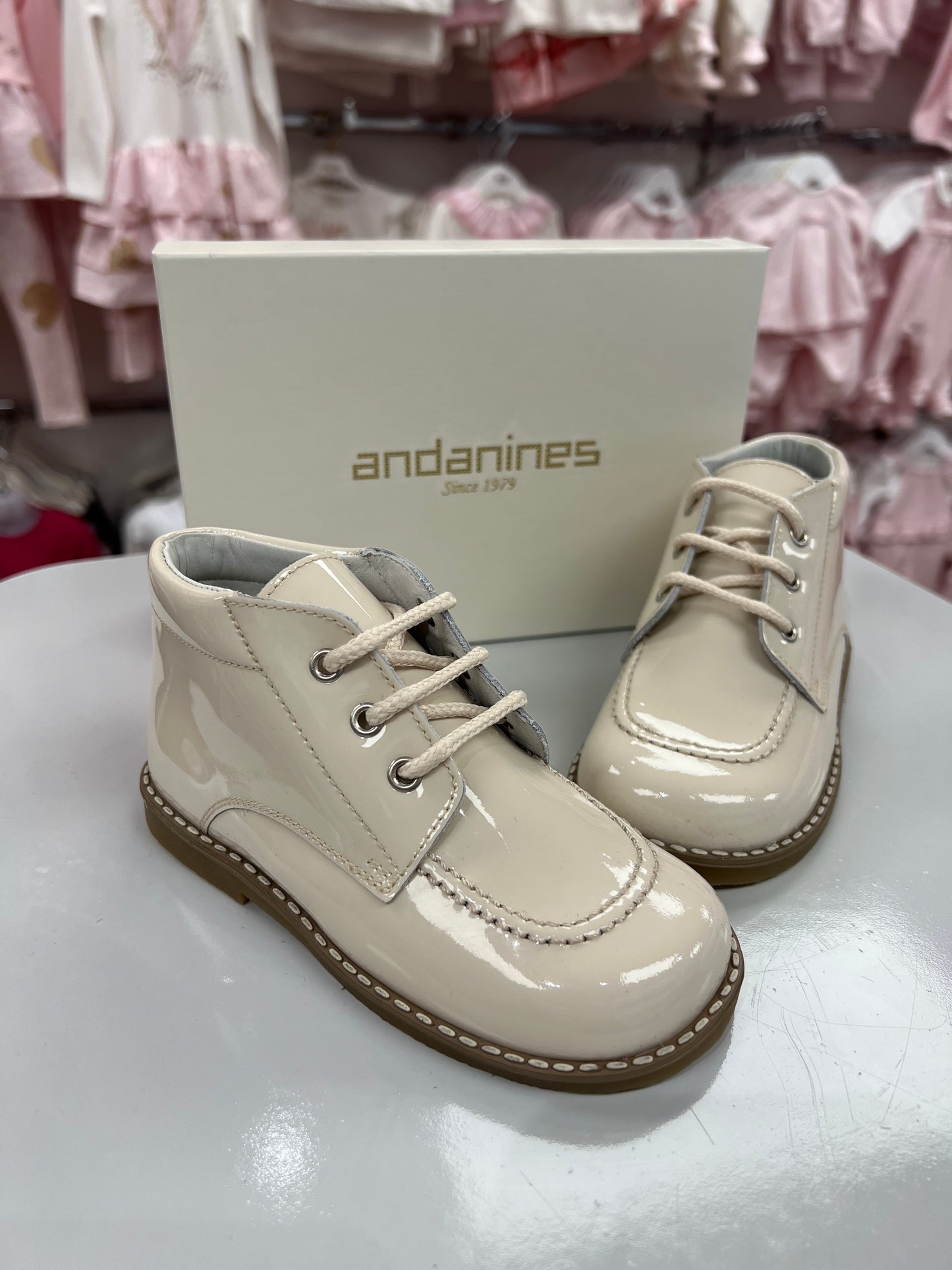 222325 Beig Lace Boots By Andanines