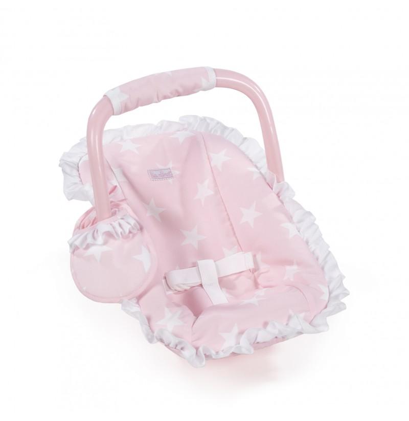 LA NINA CARLOTA PINK & WHITE DOLLS CAR SEAT - Fallons Toys&Shoes - La Nina