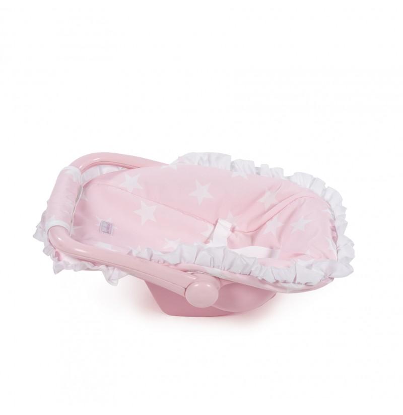 LA NINA CARLOTA PINK & WHITE DOLLS CAR SEAT - Fallons Toys&Shoes - La Nina