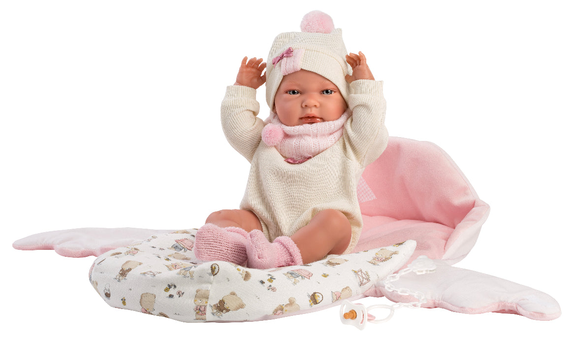 73884 Llorens Girl in Sleeping Bag Doll 40cm