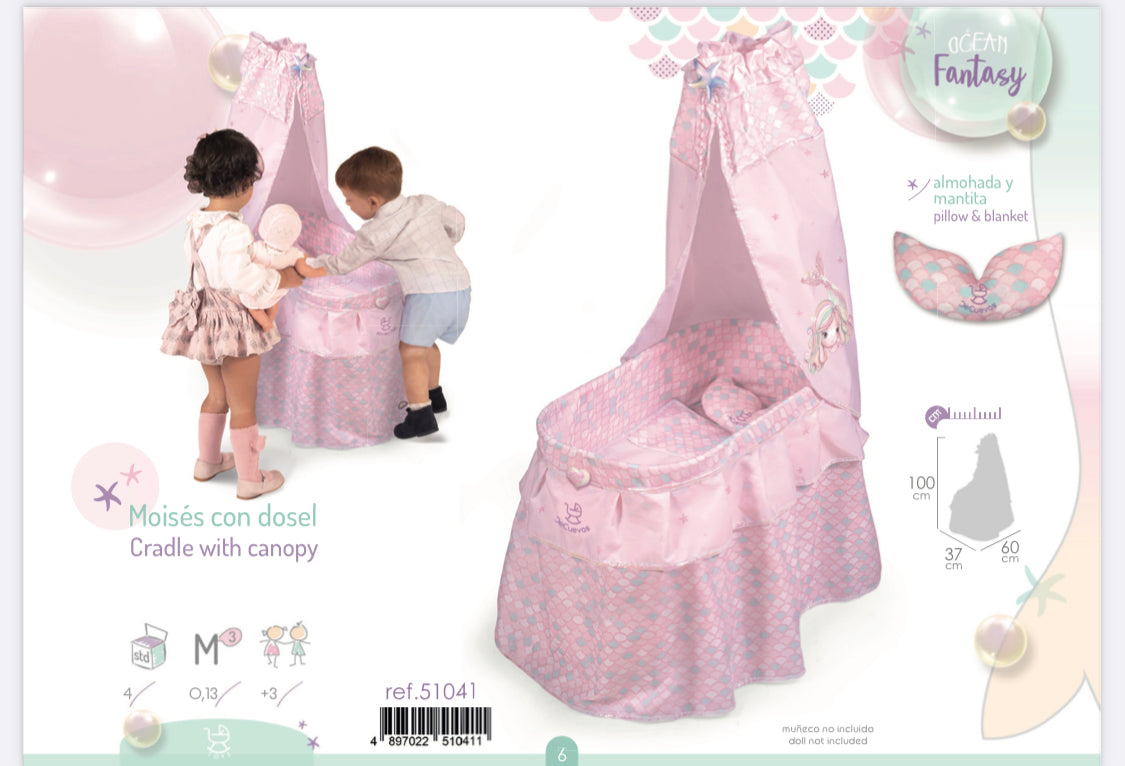51041 Tall Pink Mermaid Crib/Cradle with Canopy (Ocean Fantasy) - Fallons Toys&Shoes - Decuevas