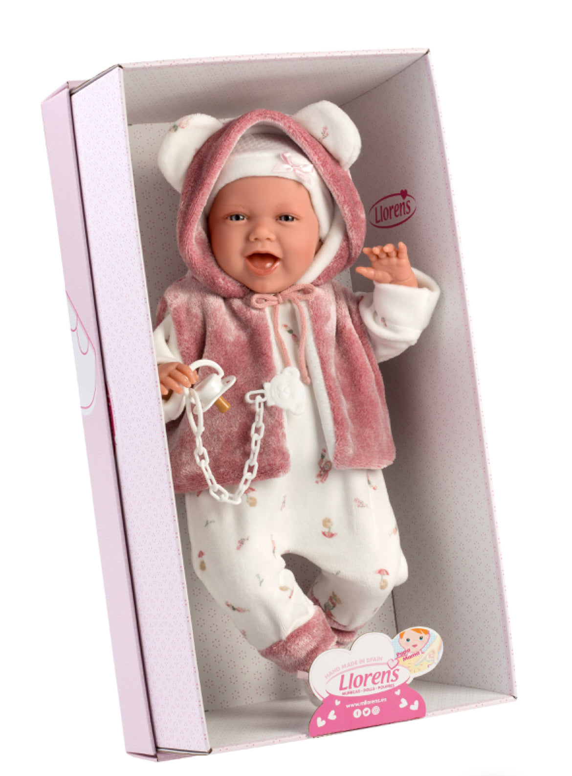 74070 Llorens Girl With Bunny Gilet Doll 42cm