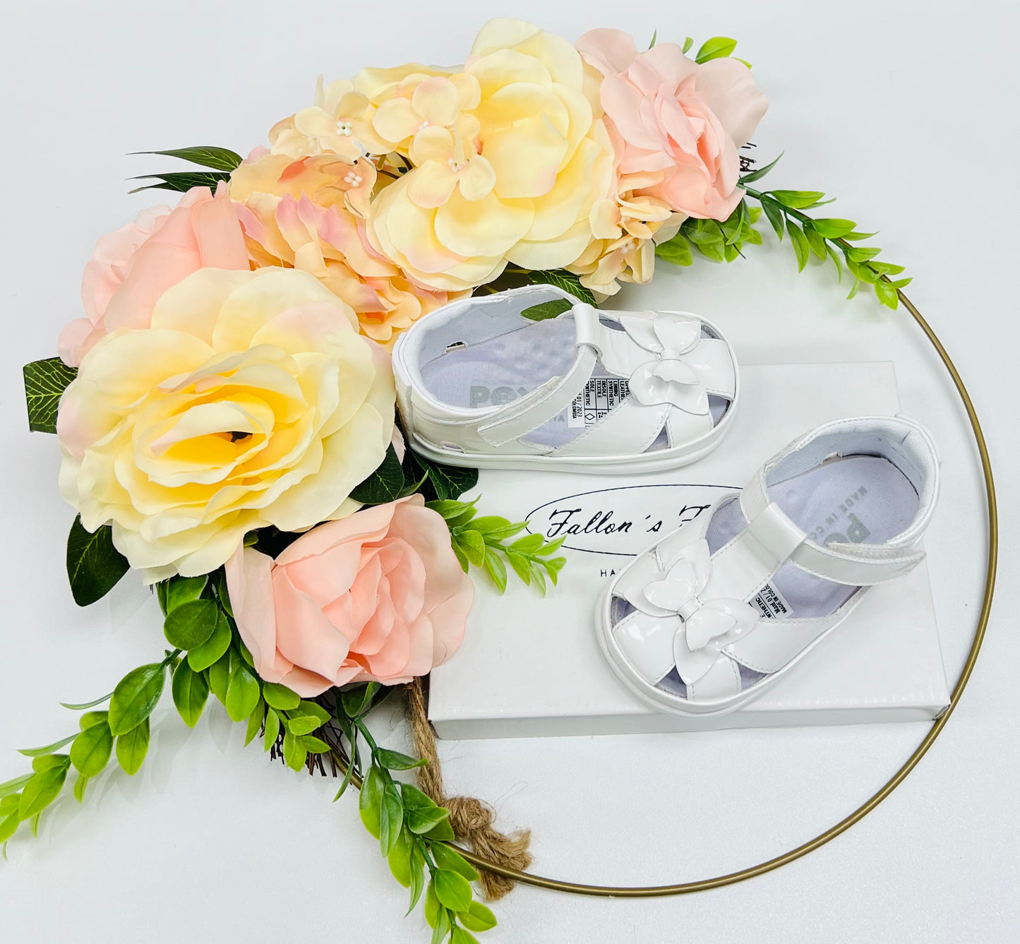 PEX White Patent Freya Sandals - WIDE FIT