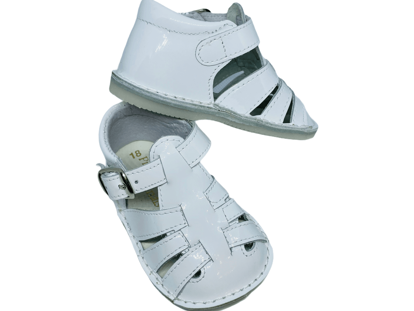 UE08255 Pretty Original White Patent Sandal - Fallons Toys&Shoes - Pretty Originals