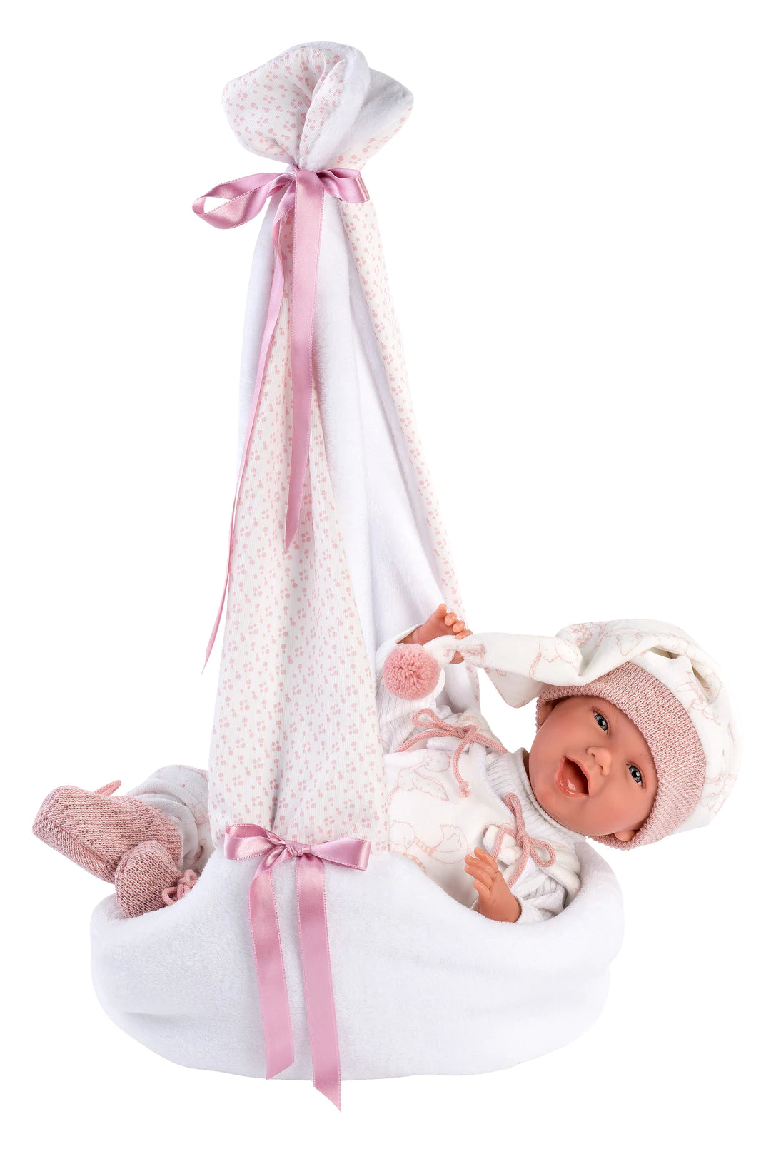 74006 Laughing Llorens Girl Swollow Carrier Doll 42cm
