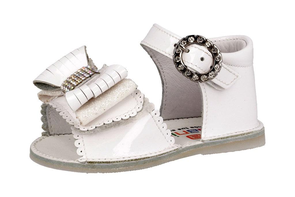 211075  White Sparkle Bow Sandal by Andanines. - Fallons Kids