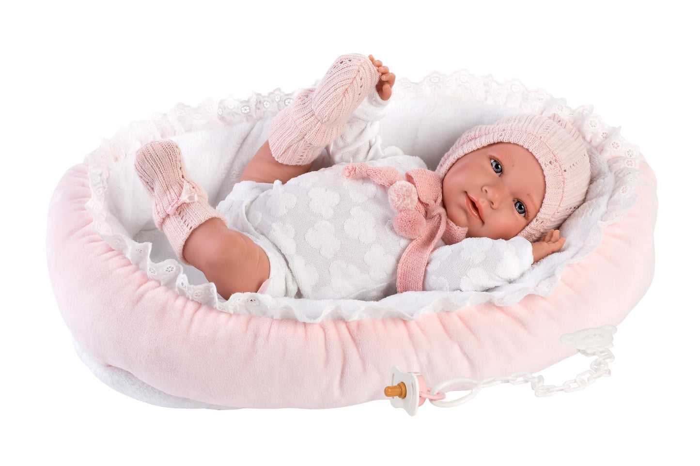 74088 Llorens Girl in Moses Basket Doll 42cm