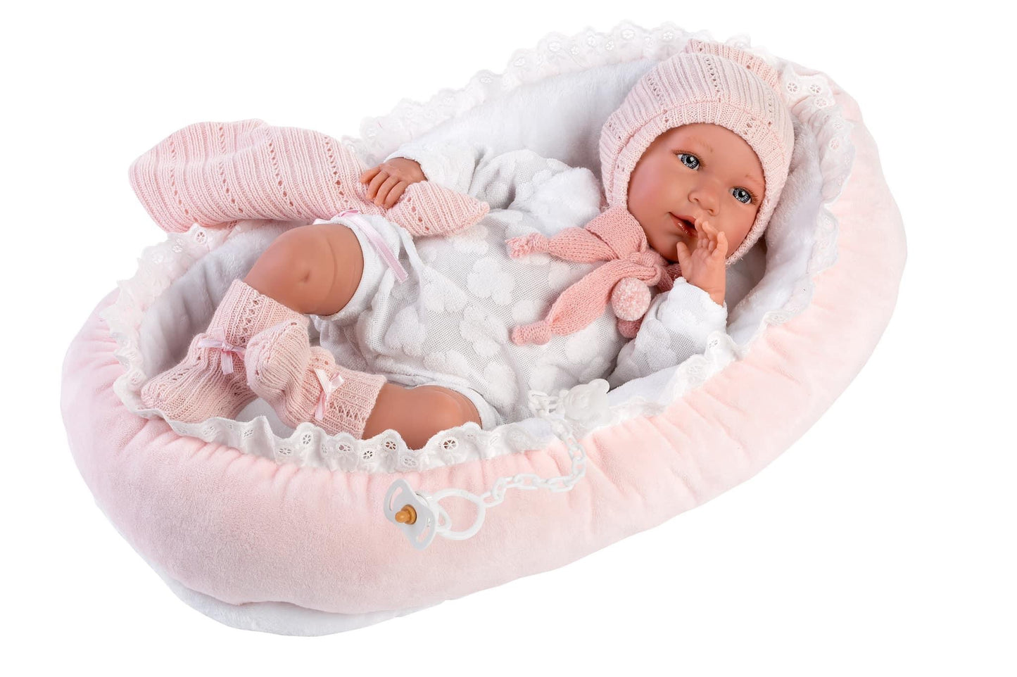 74088 Llorens Girl in Moses Basket Doll 42cm