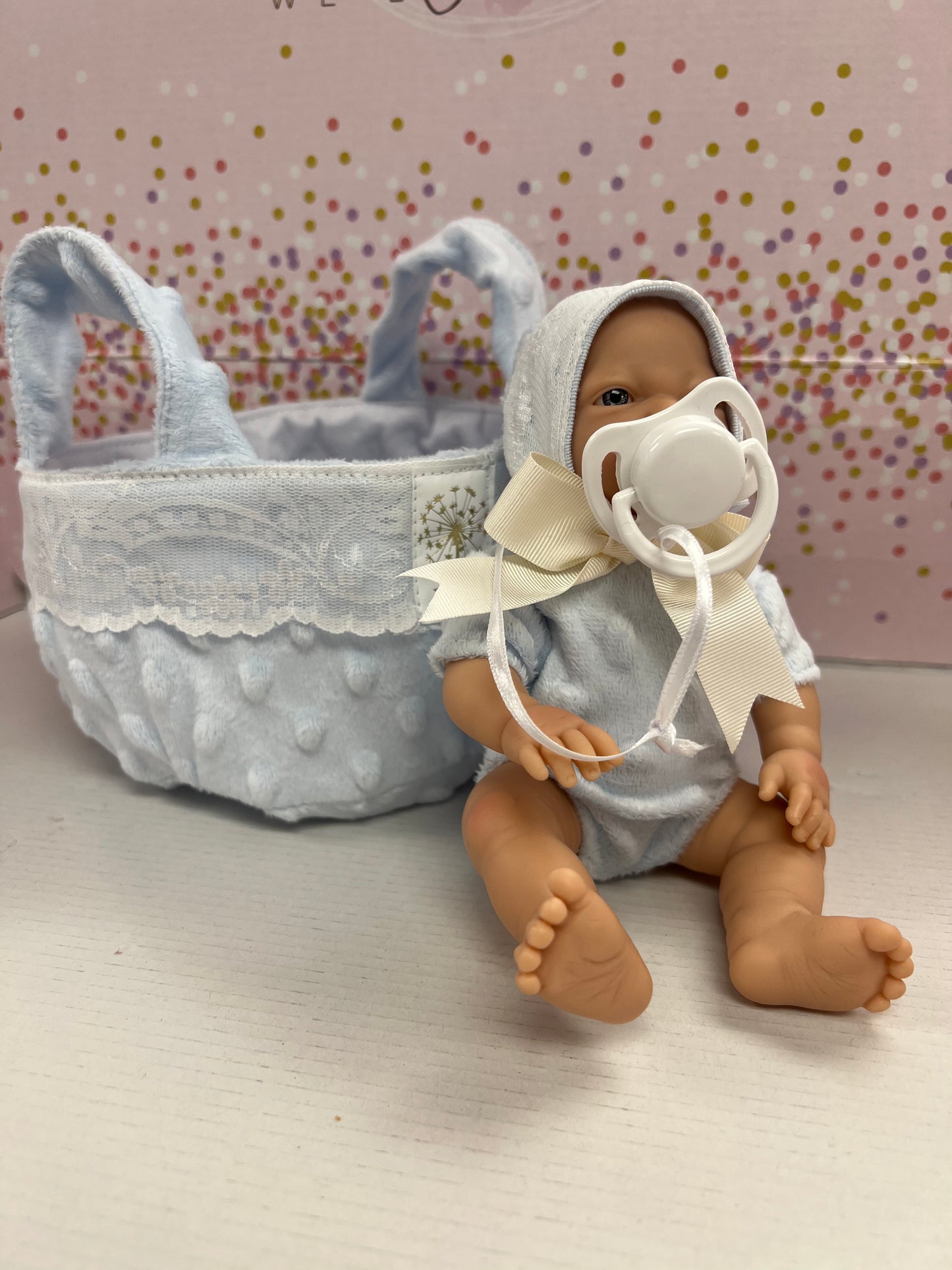 270 Boy in Carrier MARINA & PAU COLLECTABLE DOLLS