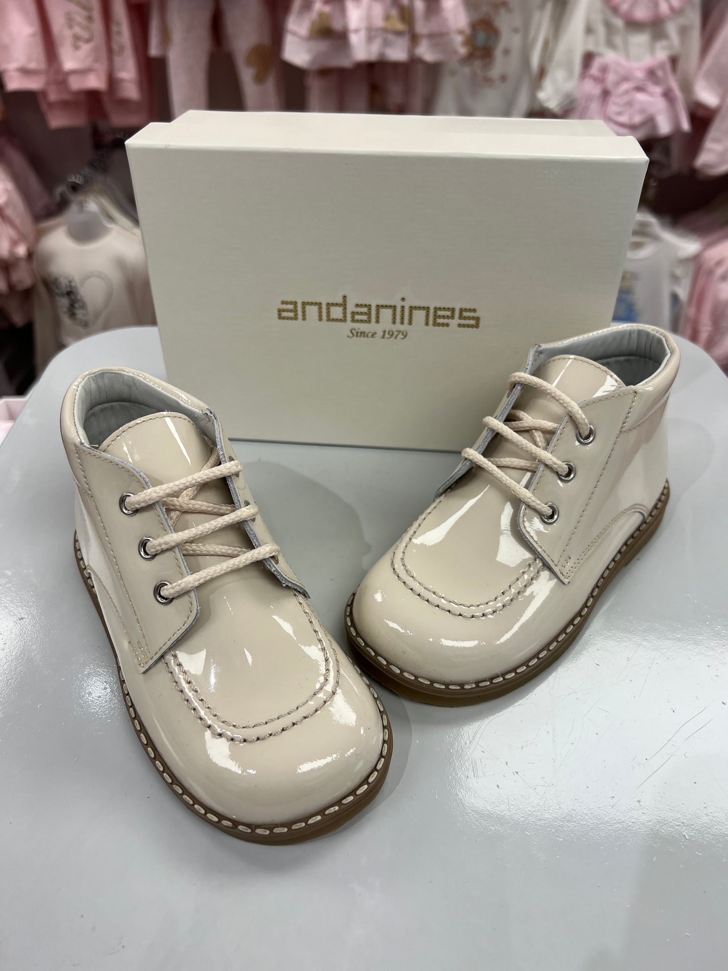 222325 Beig Lace Boots By Andanines