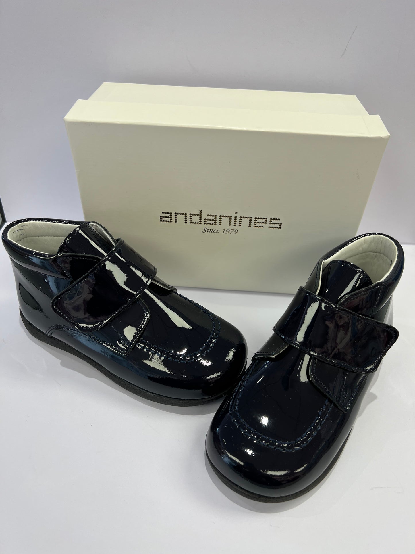 172833 Navy Patent Velcro Boot by Andanines
