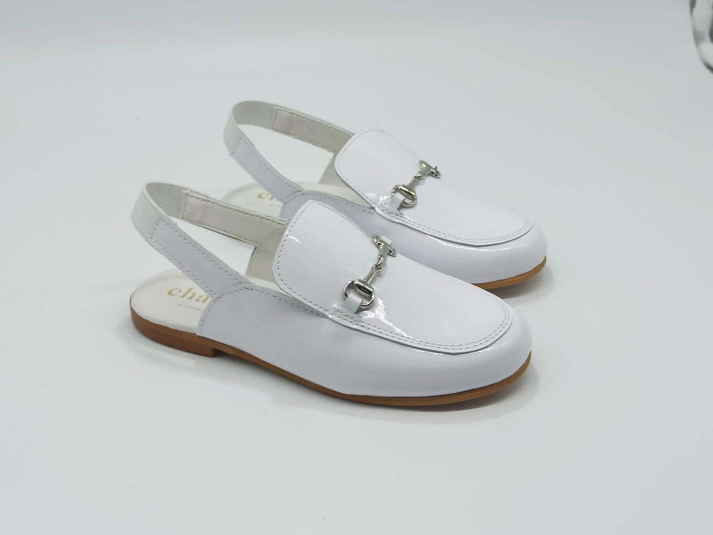 6306 White Horsebit Open Sling Back Shoes