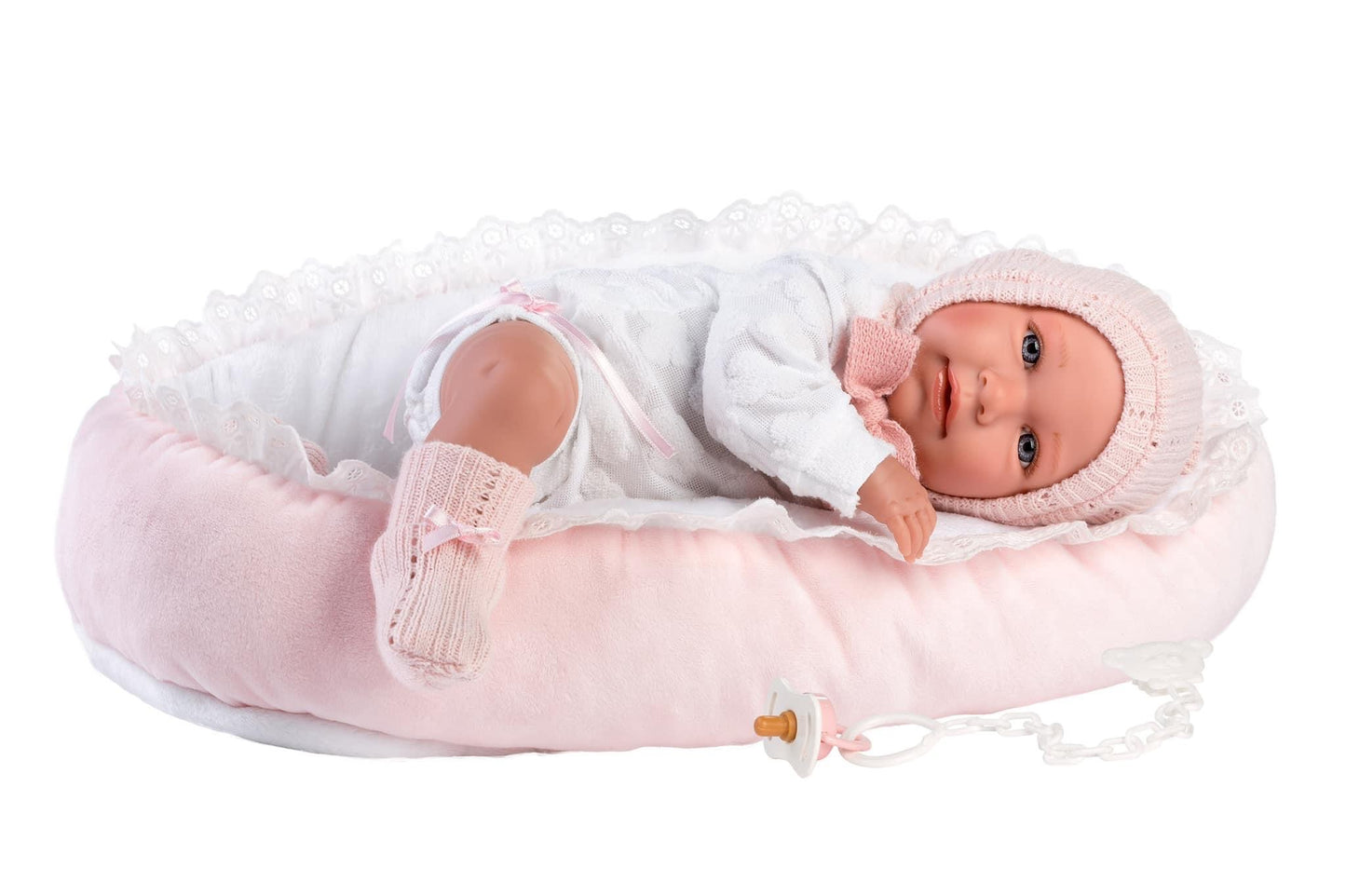 74088 Llorens Girl in Moses Basket Doll 42cm